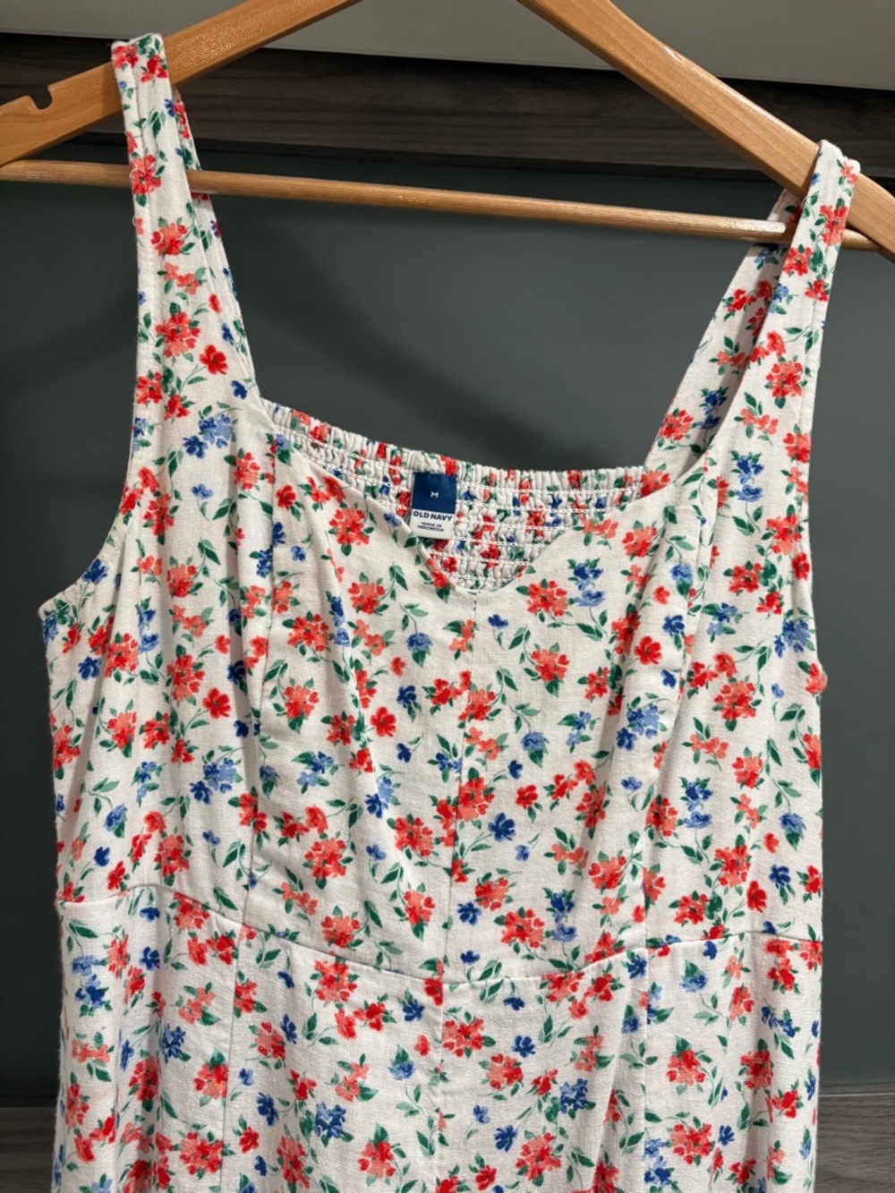 Old Navy Midi Dress with Red & Blue Floral Print - Picture 2 of 12